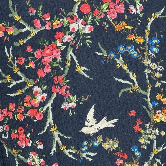 The Kooples Blue Bird Silk Chiffon Dress navy green yellow pink red white Medium - Picture 9 of 16